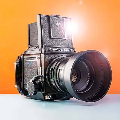 high end product photo of a mamiya camera showing great details and colours
